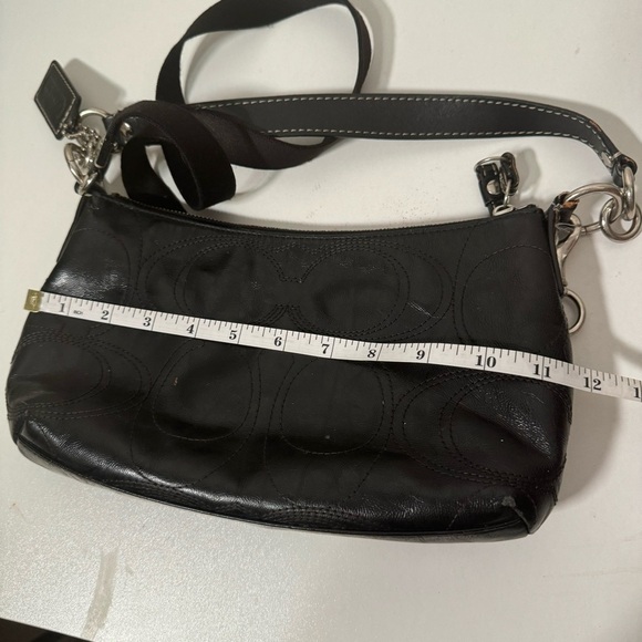 Coach Signature Patent Leather Hobo Handbag Purse Black Embossed F15141 - Picture 5 of 9